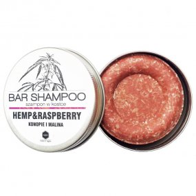 Szampon w kostce "Konopie i Malina" puszka 55g